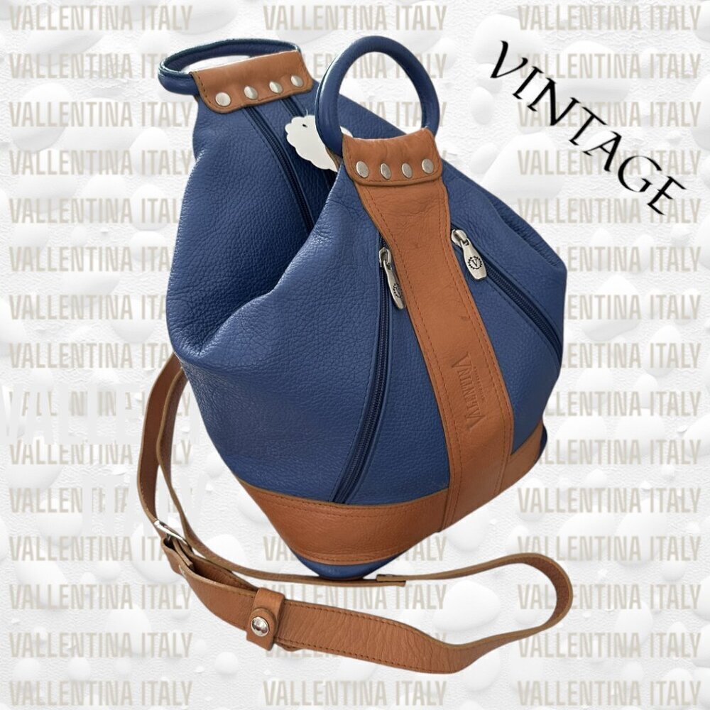 VINTAGE Valentina Italy Heavy Pebbled Leather Bag Rare Colour!